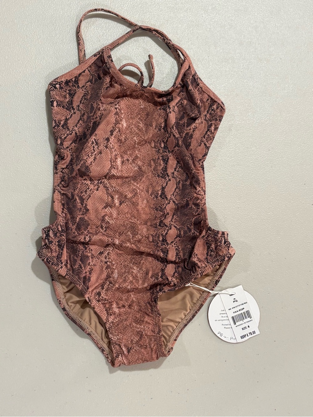 Pilyq Kids One-Piece Swimsuit in Brown Snake Print
